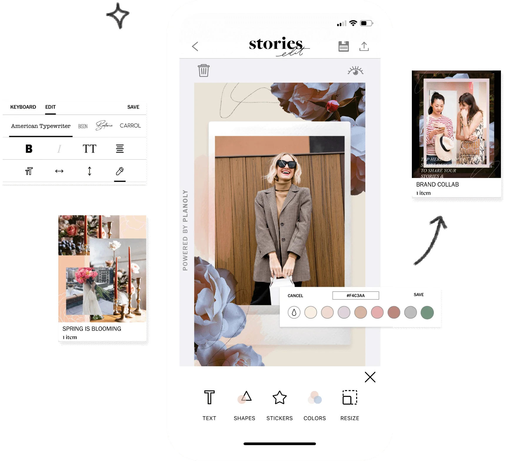 Planoly, Create social content with StoriesEdit