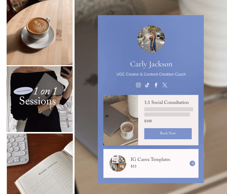 A creator storefront shown in Planoly.
