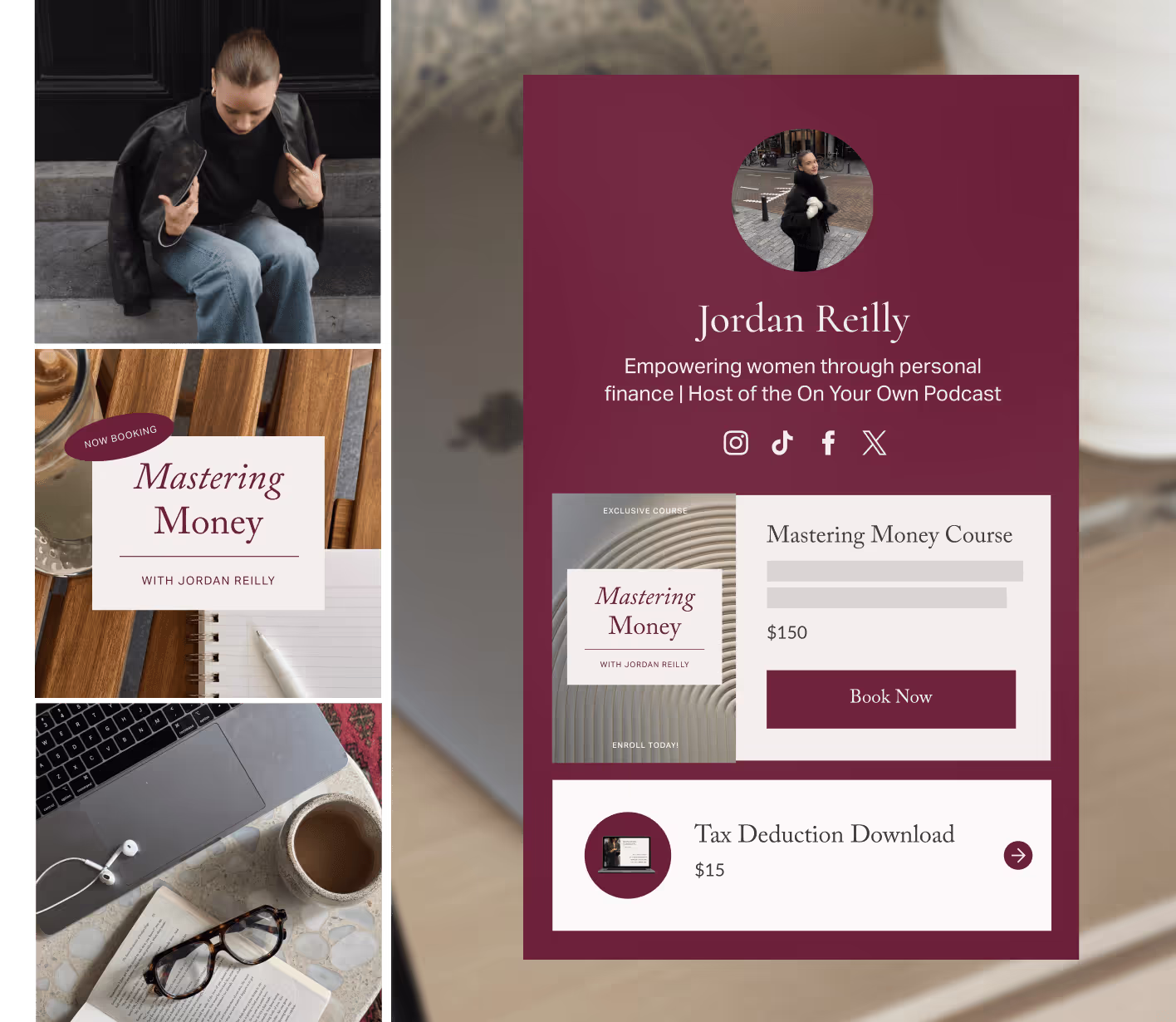 A creator storefront shown in Planoly.