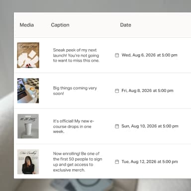 A batch of social posts scheduled together in Planoly.