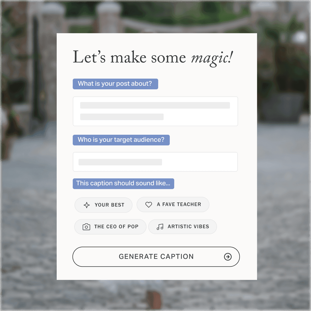 The Planoly AI caption writer creating social copy.