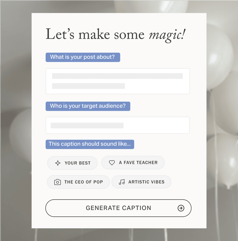 Planoly content creation tools supporting a Facebook post.