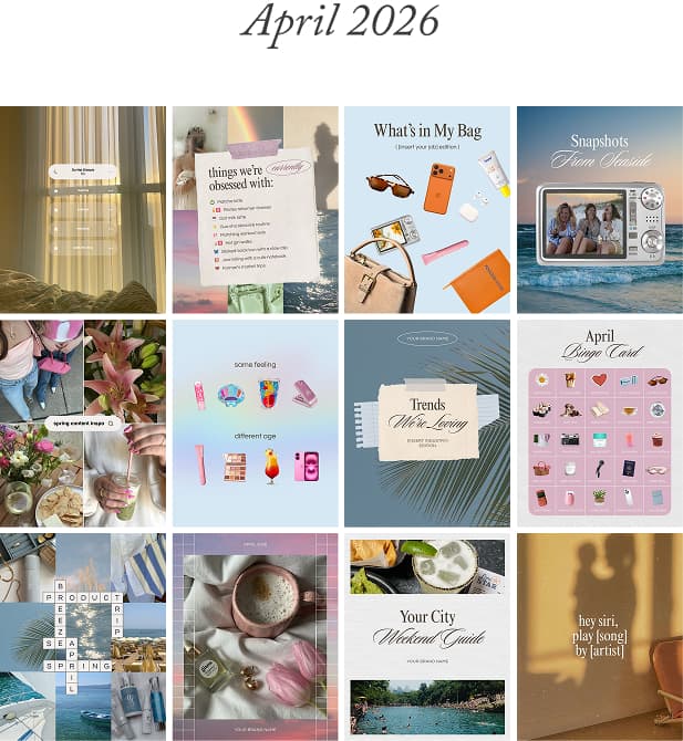 April social templates from The Drop.