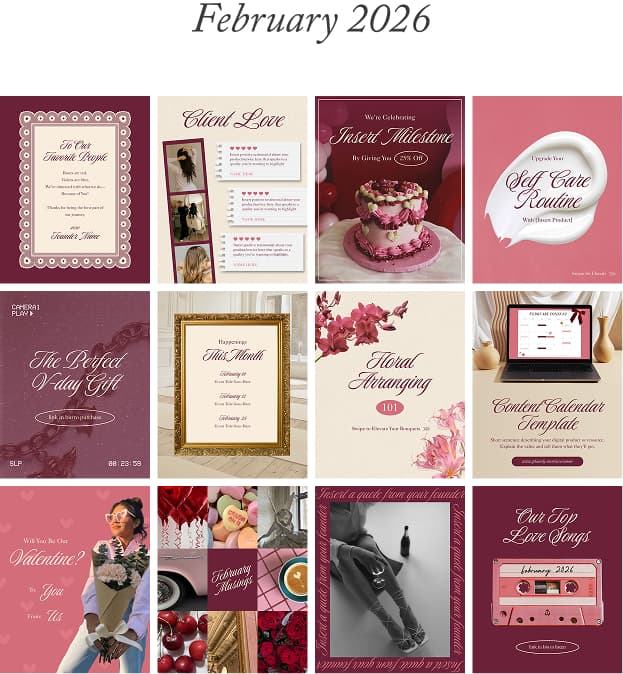 February social templates from The Drop.
