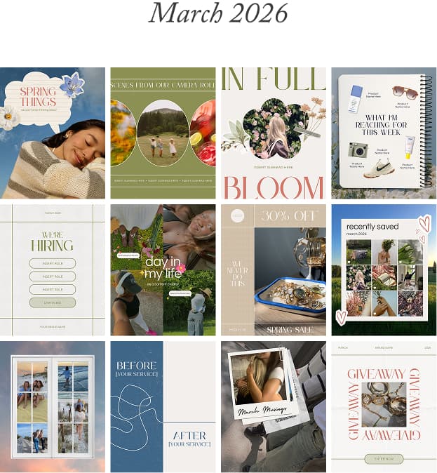 March social templates from The Drop.