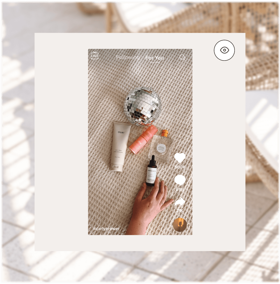 A TikTok video preview showing the platform safe area.